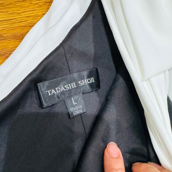 Tadashi Shoji Rigel Black White One Shoulder Dress NWT Formal Cocktail size L - Picture 12 of 14